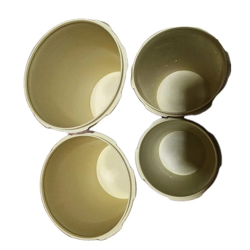 VINTAGE TUPPERWARE 4 FOOD STORAGE CONTAINER SET SUNBURST YELLOW 805 807 809‎ 811